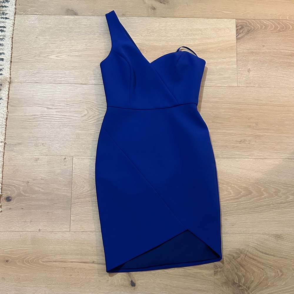 BCBGMaxAzria Royal Blue One-Shoulder Dress